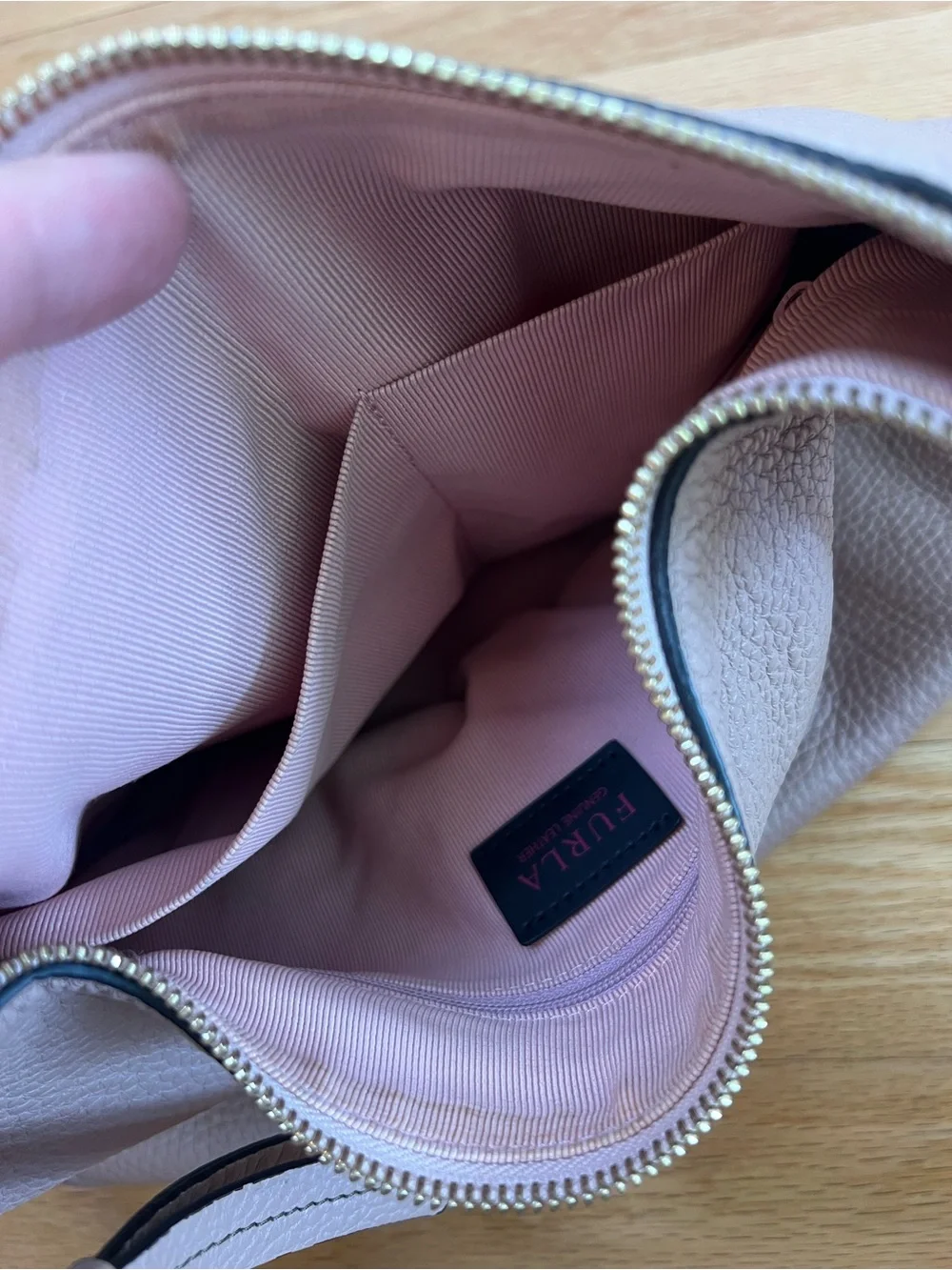 Authentic Furla Rialto Pebbled Leather Hobo Bag - Woven Handle in Powder Pink